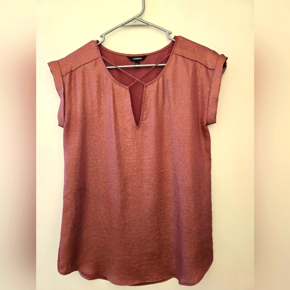 Express metallic copper pink top small